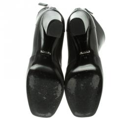 Pre Owned Gucci Black Leather Horsebit Ankle Boots Size 36