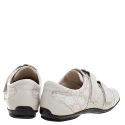 Pre Owned حذاء رياضي غوتشي منخفض من الأعلى فيلكرو جلد غوتشيسيما كريمية مقاس 37