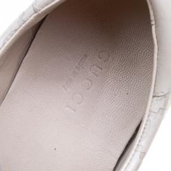 Pre Owned حذاء رياضي غوتشي منخفض من الأعلى فيلكرو جلد غوتشيسيما كريمية مقاس 37