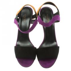 مملوكة مسبقًا Gucci Colorblock Suede Liberty Platform Sandals Size 39