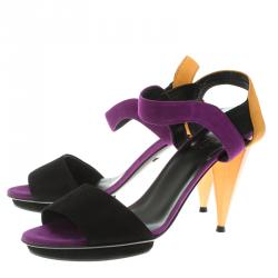 مملوكة مسبقًا Gucci Colorblock Suede Liberty Platform Sandals Size 39