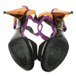 مملوكة مسبقًا Gucci Colorblock Suede Liberty Platform Sandals Size 39