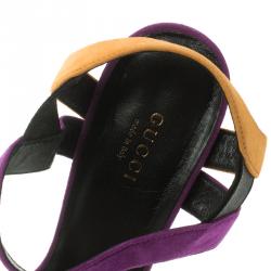 مملوكة مسبقًا Gucci Colorblock Suede Liberty Platform Sandals Size 39