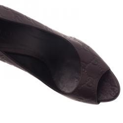 مملوكة مسبقًا Gucci Dark Brown Guccissima Leather Pointed Toe Pumps Size 38.5