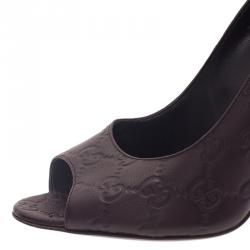 مملوكة مسبقًا Gucci Dark Brown Guccissima Leather Pointed Toe Pumps Size 38.5