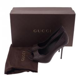 مملوكة مسبقًا Gucci Dark Brown Guccissima Leather Pointed Toe Pumps Size 38.5