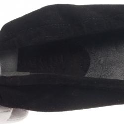 Pre Owned Gucci Black Patent Leather and Suede Bamboo Horsebit Ballet Flats Size 38