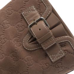 Pre Owned Gucci Brown Guccissima Suede Quercy Buckled Boots Size 37