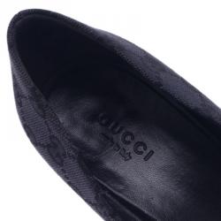 Pre Owned Gucci Black Guccissima Canvas Interlocking G Buckle Pumps Size 38.5