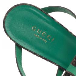 مملوكة مسبقًا Gucci Green Python ‘Ursula’ Ankle Strap Cage Sandals Size 39