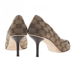 Pre Owned Gucci Beige Monogram Canvas Pointed Pumps Size 40