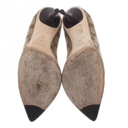 Pre Owned Gucci Beige Monogram Canvas Pointed Pumps Size 40