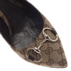 Pre Owned Gucci Beige Monogram Canvas Pointed Pumps Size 40