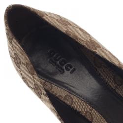 Pre Owned Gucci Beige Monogram Canvas Pointed Pumps Size 40