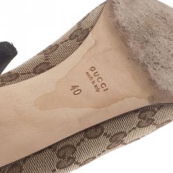 Pre Owned Gucci Beige Monogram Canvas Pointed Pumps Size 40