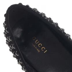 Pre Owned حذاء باليرينا فلات غوتشي سويدي مرصع كريستال أسود مقاس 39