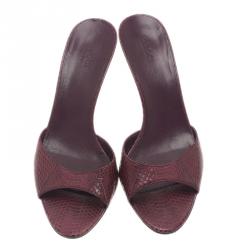 Pre Owned صندل سلايد غوتشي جلد منقوش بامبو مقاس 37