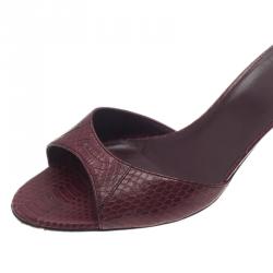 Pre Owned صندل سلايد غوتشي جلد منقوش بامبو مقاس 37