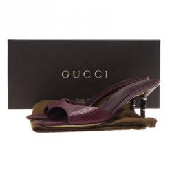 Pre Owned صندل سلايد غوتشي جلد منقوش بامبو مقاس 37
