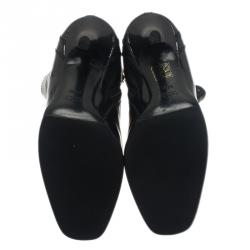 Pre Owned Gucci Black Leather Ankle Boots Size 37.5 