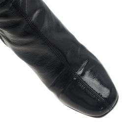 Pre Owned Gucci Black Leather Ankle Boots Size 37.5 