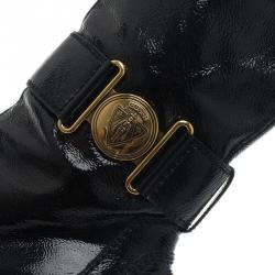 Pre Owned Gucci Black Leather Ankle Boots Size 37.5 