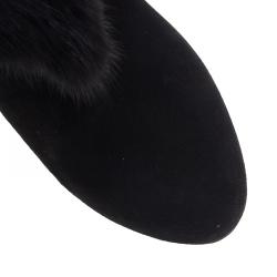 Pre Owned حذاء بوت غوتشي سويدي أسود و فرو للكاحل مقاس 37