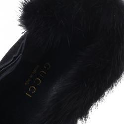 Pre Owned حذاء بوت غوتشي سويدي أسود و فرو للكاحل مقاس 37