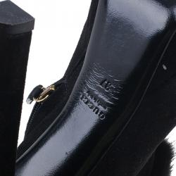 Pre Owned حذاء بوت غوتشي سويدي أسود و فرو للكاحل مقاس 37