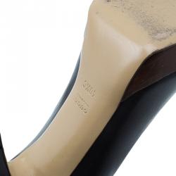 Pre Owned Gucci Black Leather Hollywood Horsebit Peep Toe Pumps Size 40.5