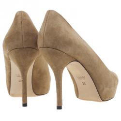 Pre Owned Gucci Brown Suede Sofia Peep Toe Pumps Size 35