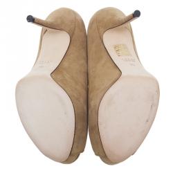 Pre Owned Gucci Brown Suede Sofia Peep Toe Pumps Size 35