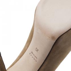 Pre Owned Gucci Brown Suede Sofia Peep Toe Pumps Size 35