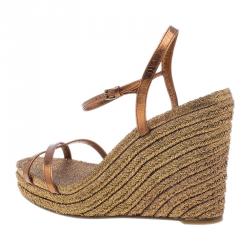 Pre Owned حذاء روكي اسبادريل غوتشي جلد ميتاليك برونزي مقاس 41