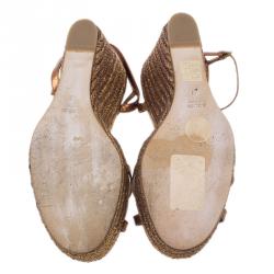 Pre Owned حذاء روكي اسبادريل غوتشي جلد ميتاليك برونزي مقاس 41