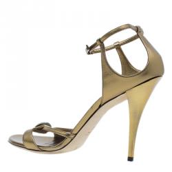 مملوكة مسبقًا صندل غوتشي جيويلد برونز بحزام للكاحل مقاس 41