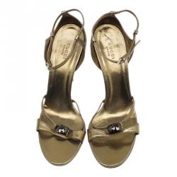 مملوكة مسبقًا صندل غوتشي جيويلد برونز بحزام للكاحل مقاس 41