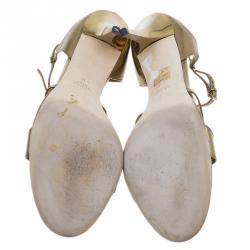 مملوكة مسبقًا صندل غوتشي جيويلد برونز بحزام للكاحل مقاس 41