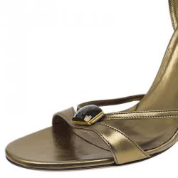 مملوكة مسبقًا صندل غوتشي جيويلد برونز بحزام للكاحل مقاس 41