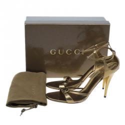 مملوكة مسبقًا صندل غوتشي جيويلد برونز بحزام للكاحل مقاس 41