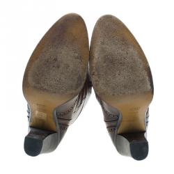 مملوكة مسبقًا Gucci Brown Leather Mid Calf Boots Size 40.5