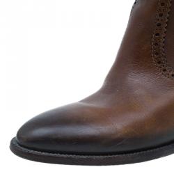 مملوكة مسبقًا Gucci Brown Leather Mid Calf Boots Size 40.5