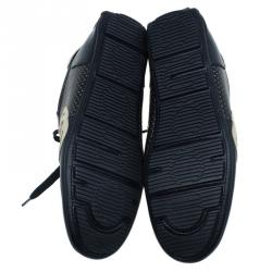 Pre Owned حذاء رياضي غوتشي جلد أسود و ضهبي بالشعار مقاس 36