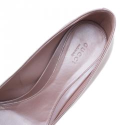 Pre Owned حذاء غوتشي نيوهوليوود جلد وردي ميتاليك بحلية لجام الحصان و مقدمة مفتوحة مقاس 38.5