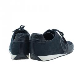 Pre Owned Gucci Black Guccissima Leather and Canvas Logo Sneakers Size 39.5