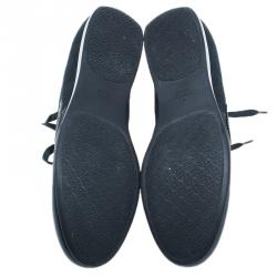 Pre Owned Gucci Black Guccissima Leather and Canvas Logo Sneakers Size 39.5