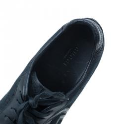 Pre Owned Gucci Black Guccissima Leather and Canvas Logo Sneakers Size 39.5