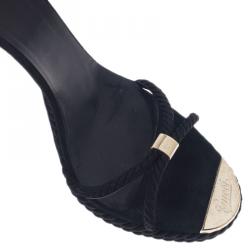 مملوكة مسبقًا صندل غوتشي أسود سيور أحبال ورباط مقاس 40.5