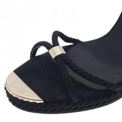 مملوكة مسبقًا صندل غوتشي أسود سيور أحبال ورباط مقاس 40.5