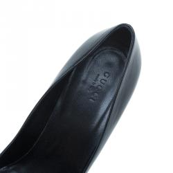 Pre Owned Gucci Black Leather Pointed Toe Pumps Size 39